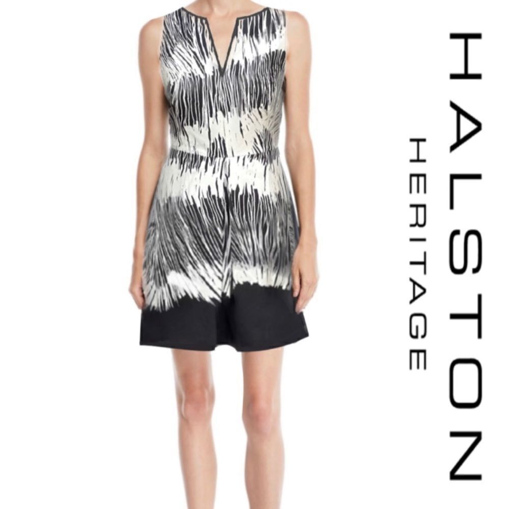 Halston Heritage Pleated A-Line Dress